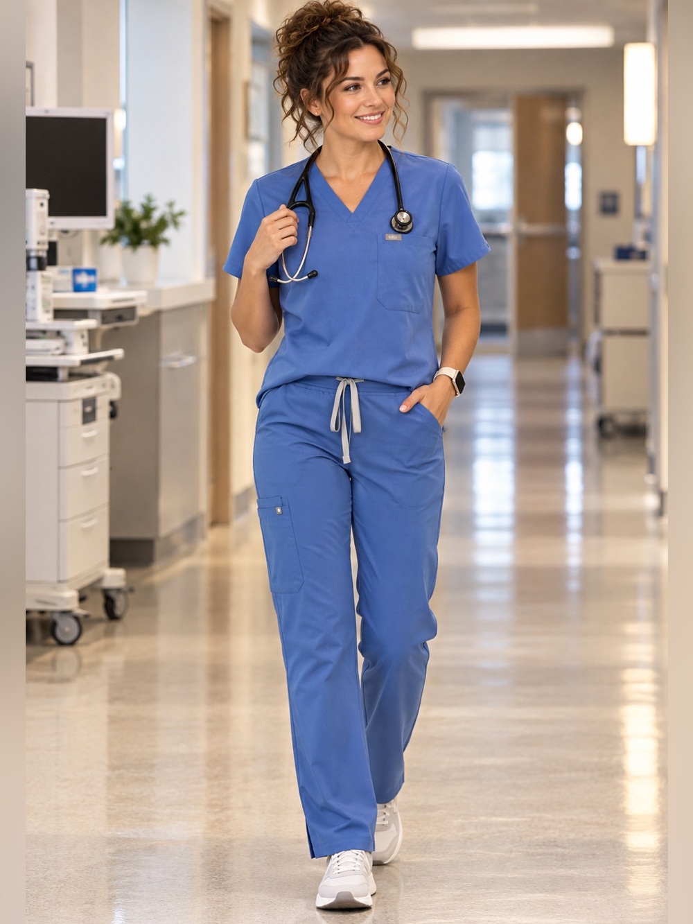 Figs Women's Blue Scrub Top & Pants Set S